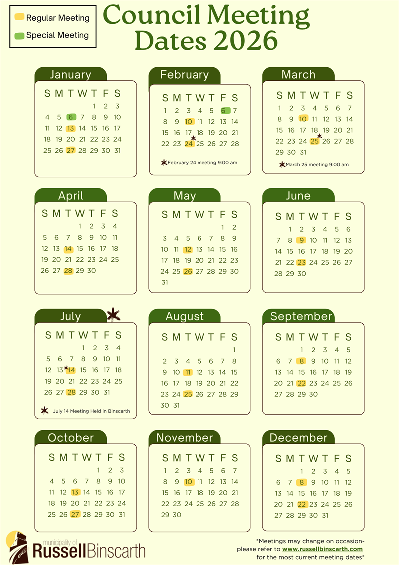 Council Meeting Calendar 2026