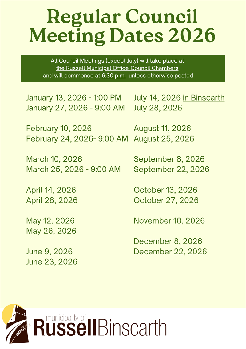 List of Council Meeting Dates 2026