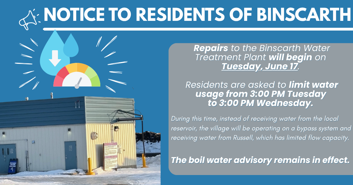 Binscarth Resident Request To Limit Water Usage June 17 & 18