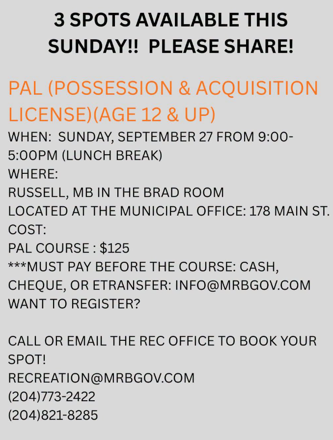 PAL course Sept 27, 2026