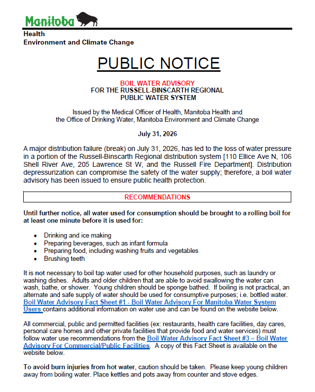 Notice BWA Shell River Ave Area