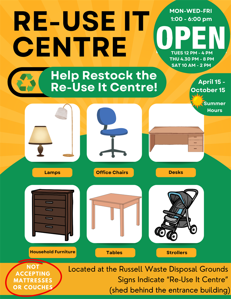 Re Use It Centre Temp Summer Hours