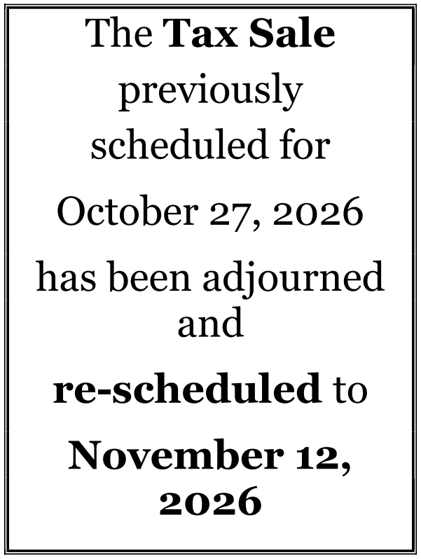 Tax Sale Date Change from Oct 27 to Nov 12, 2026