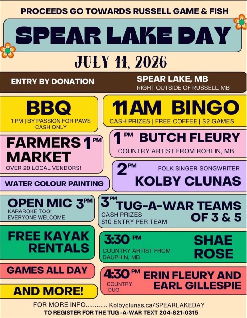 Spear Lake Day Activity Poster 2026